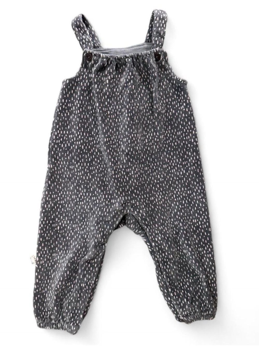 Charcoal Dot-Print Baby One-Piece Romper
